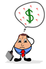 businessman thinks about the dollar