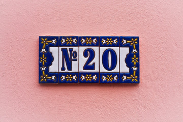 Number 20 address tiles