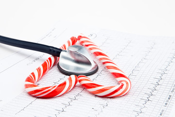 Candy cane heart and stethoscope