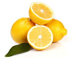 Naklejka na ściany i meble Lemons isolated over white