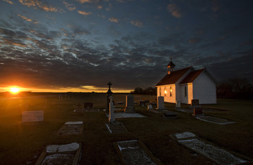 Sunset Saskatchewan Church