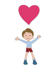 Boy with heart. Vector illustration