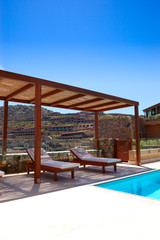 Swimming pool at  luxury villa, Crete, Greece