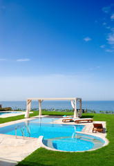 Swimming pool at luxury villa, Crete, Greece - 29250399