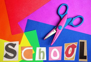 Word "School" on color paper