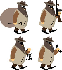 Set of cartoon criminals