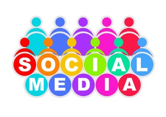 An illustration of colorful social media icon