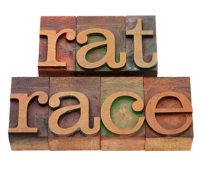 rat race phrase in letterpress type
