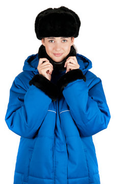 Girl At Blue Quilted Coat