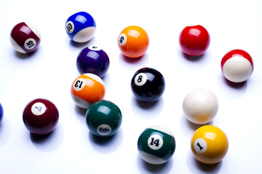 Billiard balls isolate on white
