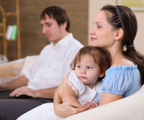 Obraz premium young mother with a daughter at home