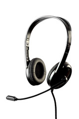 Black stylish headphone with microphone
