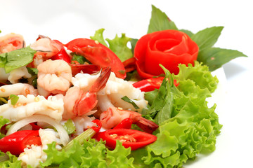 Thai seafood salad in thai restaurant .