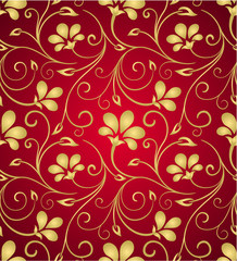 Golden and red seamless pattern