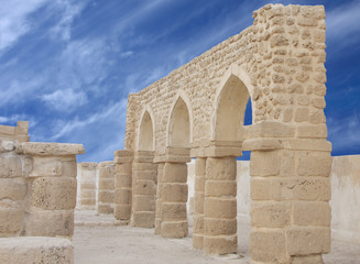 Close view of the archways of Al Khamis Mosque