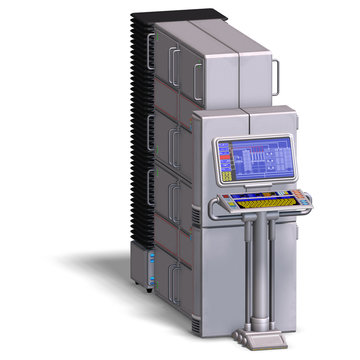 a historic science fiction computer or mainframe. 3D rendering