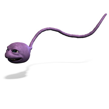 funny cartoon rendering of sperm. 3D rendering with clipping