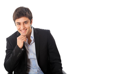 Young confident businessman isolated on white