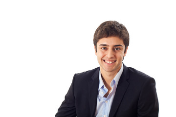 Young smiling businessman isolated on white