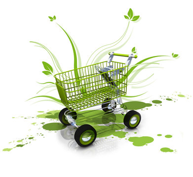 Green Leaves Shopping Kart Flowers Leaves Caddy