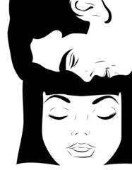 gros plan visage homme et jeune femme tendresse