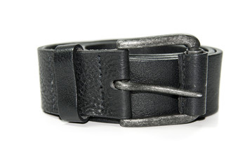 Men's belt. Isolated over white.