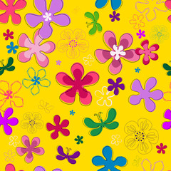 Fototapeta na wymiar Seamless floral yellow pattern