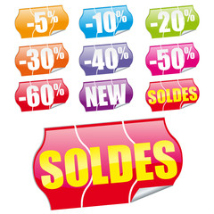 Etiquettes Soldes de couleur