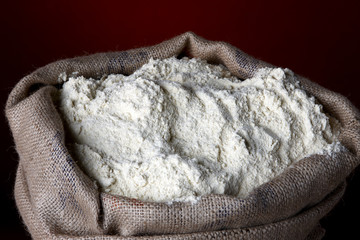 Burlap bag filled with flour