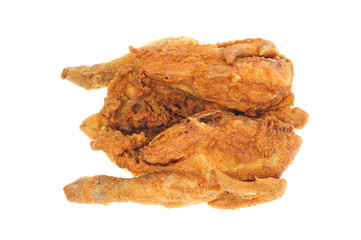 Whole Deep Fried Chicken  Isolated On White