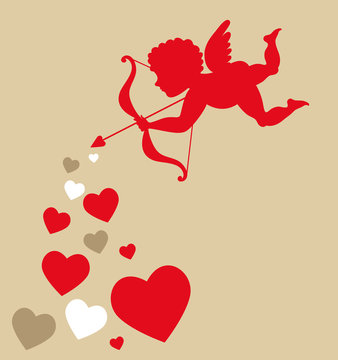 Cupid with hearts