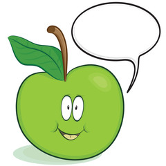 Cute apple cartoon character with optional speech bubble