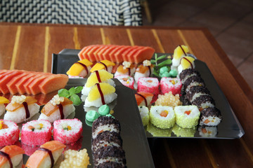 japanese sushi at buffet