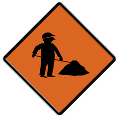 Baustelle Schild orange