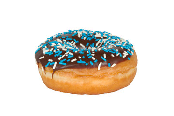 Donut with Sprinkles on White Background