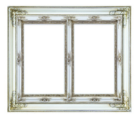 white wood picture frame isolated on white background