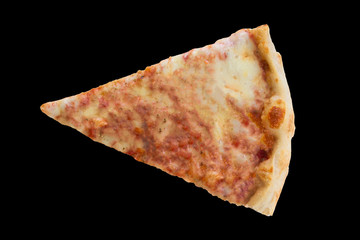 Slice of Pizza Isolated on Black Background