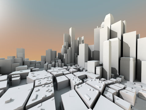 ciudad 3d con rascacielos