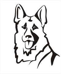german sheppard icon sketch in black lines