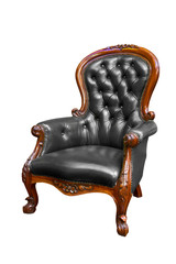 luxury black leather armchair isolated