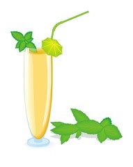 yellow cocktail with green mint