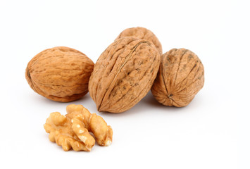 Baumnüsse Walnüsse geöffnet