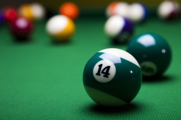 Close up shot of pool balls