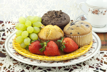 Fresh Muffins and Fruit
