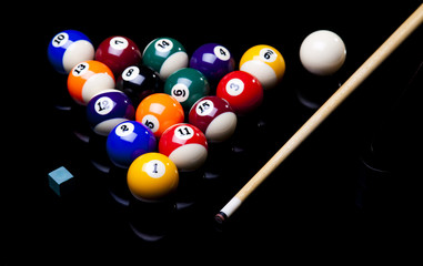 Billiard balls isolated on black