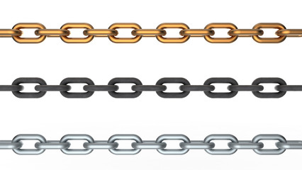 Three metallic chains