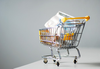 Fototapeta premium Einkaufen Wagen mit Geld h