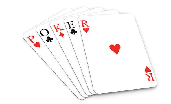 Poker word with playing cards