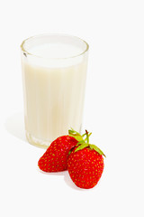 Milk. A strawberry.
