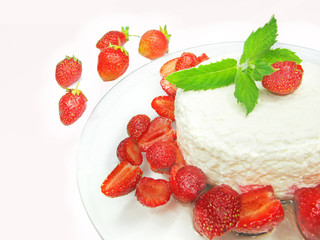 curd pudding dessert with strawberry